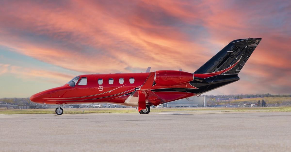 This Cessna Citation 525 with a red and black paint scheme was delivered to customer Toll Group NW. (Photo: Duncan Aviation)