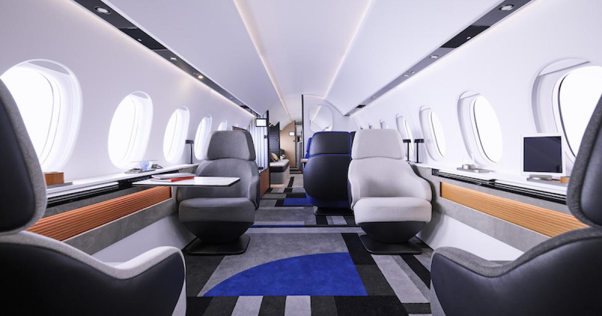 A full-scale mockup of the 10X’s 2,780-cu-ft cabin will be on display at EBACE 2022 in Geneva. (Photo: Dassault Aviation)