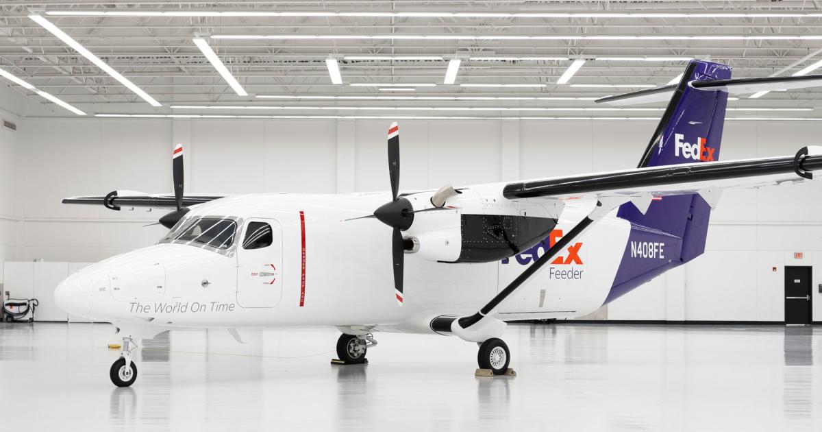 The delivery of the first Cessna SkyCourier to launch customer FedEx Express leaves the package delivery specialist with 49 aircraft remaining on its initial order, with an option for an additional batch of 50. (Photo: Textron Aviation)