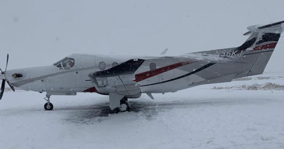 According to the NTSB, accumulated snow/ice, excessive gross weight, and out-of-limit center of gravity are among the potential cause factors being considered by investigators of the resulting Nov. 30, 2019 fatal crash of a Pilatus PC-12 at Chamberlain Municipal Airport in South Dakota. (Photo: NTSB-lodge owner contribution)