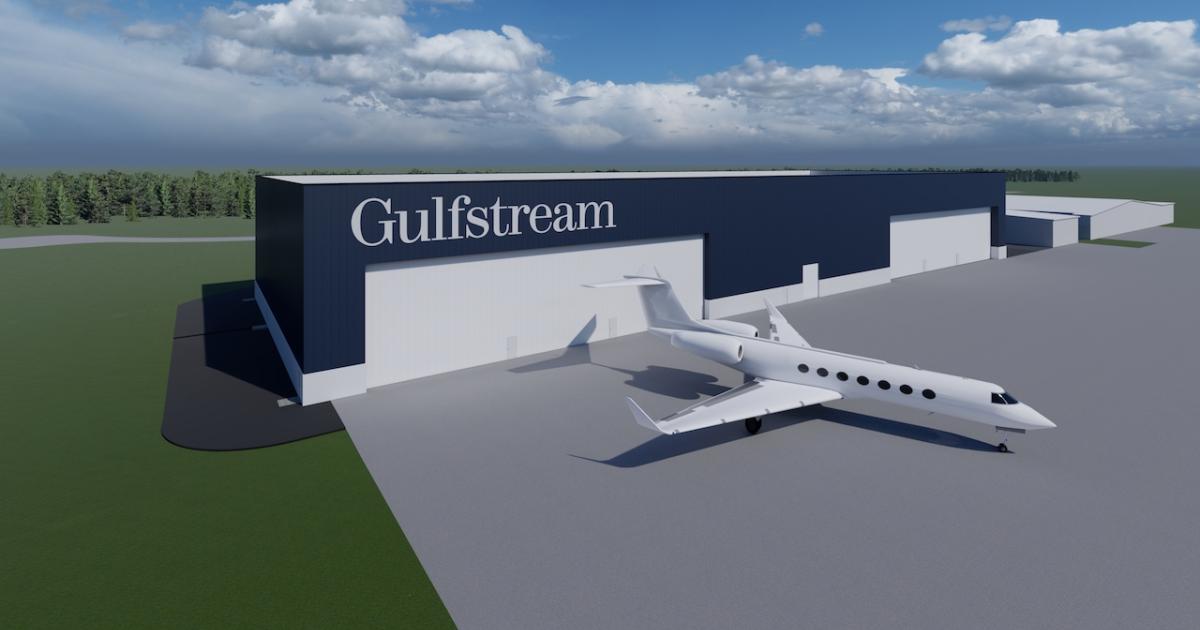 Artist rendering of Gulfstream's new Appleton paint hangar. (Image: Gulfstream Aerospace)