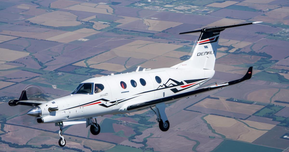 The first flight of the second of two Beechcraft Denali flight test articles was airborne for just over two hours on June 16, 2022. (Photo: Textron Aviation)