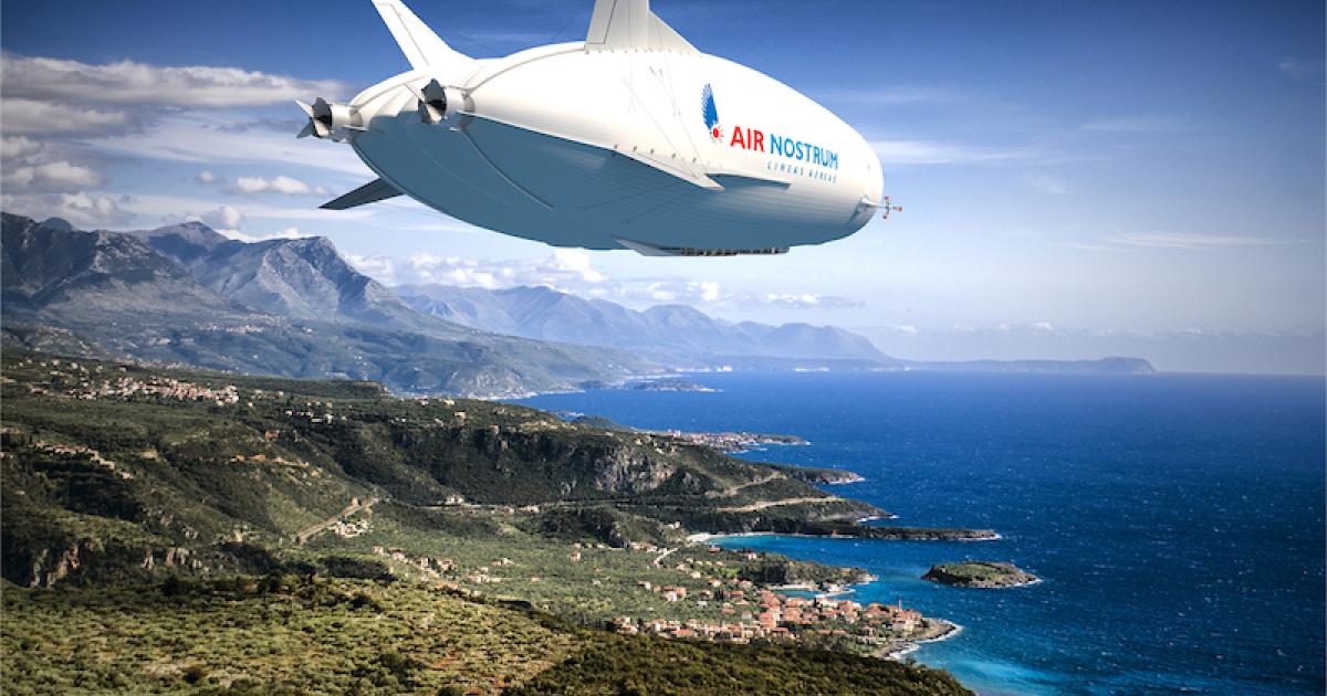 Spanish regional carrier Air Nostrum would use the Airlander to carry up to 100 passengers and meet carbon reduction targets. (Image: HAV)