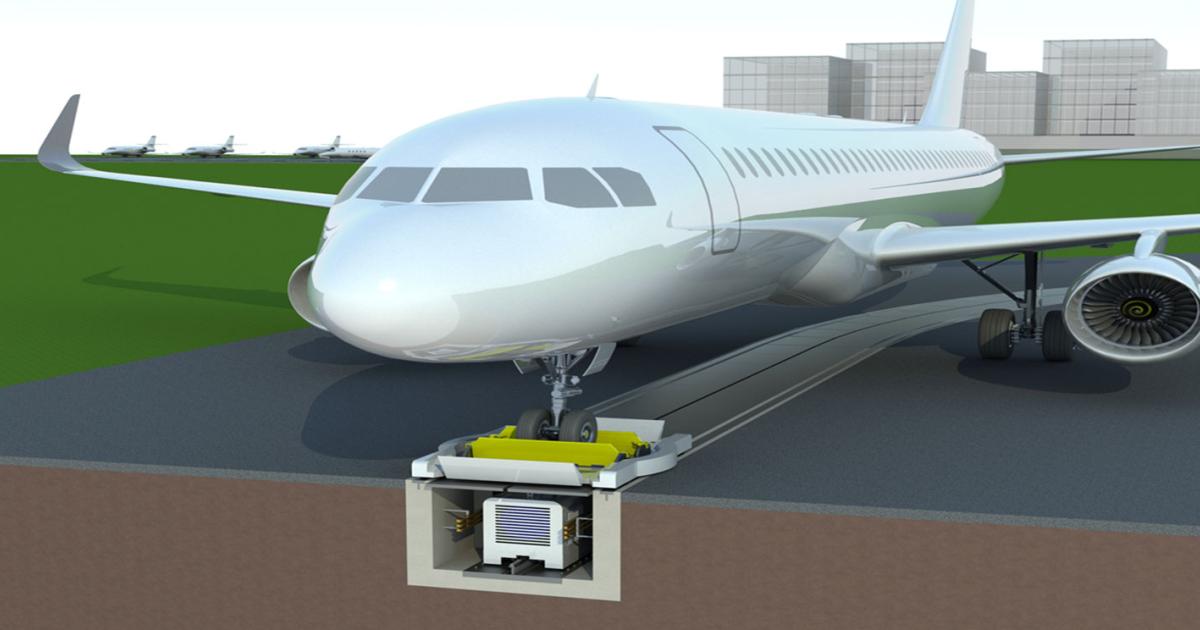 Oklahoma-based Aircraft Towing Systems World-wide believes its automated towing product will drastically reduce fuel costs for airlines and ease operations at airports. (Image: ATS)