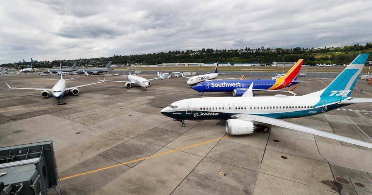 Boeing staged a display of its entire 737 Max family on June 14 in Seattle. (Photo: Ellen Banner/The Seattle Times)
