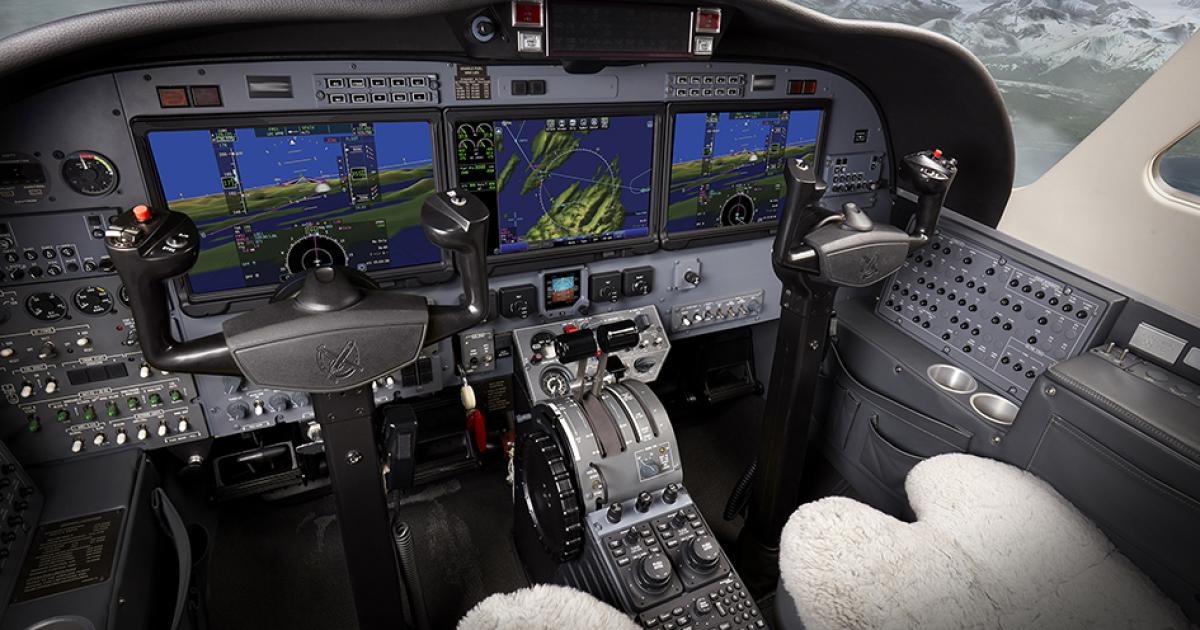 Collins Pro Line Fusion for the Cessna Citation CJ2+ offers reduced pilot workload using an integrated flight management system and improved situational awareness. (Photo: Elliott Aviation)