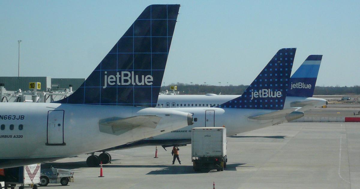 JetBlue aircraft line up at Terminal 5 at JFK Airport in New York. (Photo: Flickr: <a href="http://creativecommons.org/licenses/by-sa/2.0/" target="_blank">Creative Commons (BY-SA)</a> by <a href="http://flickr.com/people/kathika" target="_blank">mrkathika</a>)