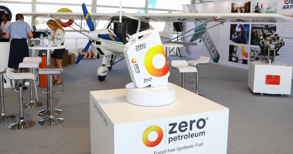 Synthetic fuel-powered Ikarus C42 microlite, and Zero Petroleum fuel container. Photo: David McIntosh