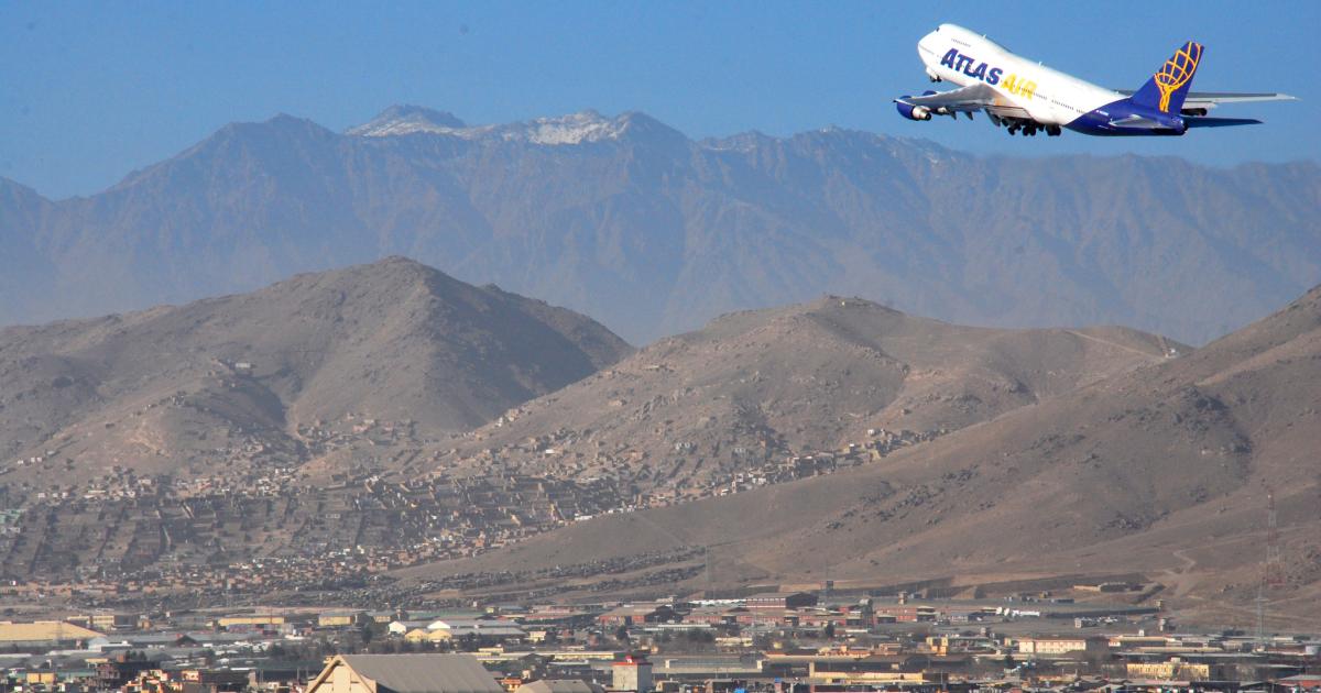 An Atlas Air Boeing 747 aircraft takes off from Kabul International Airport on December 13, 2010. In August 2021 the U.S. Department of Defense activated the Civil Reserve Air Fleet calling on Atlas Air and other airlines to support the evacuation of U.S. citizens and refugees from Afghanistan. (Photo: Flickr Creative Commons)