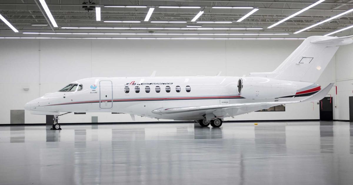 The Japan Civil Aviation Bureau's (JCAB) super-midsize Cessna Citation Longitude will be used for flight validation and flight inspection operations to ensure the integrity of Japan’s airways. (Photo: Textron Aviation)