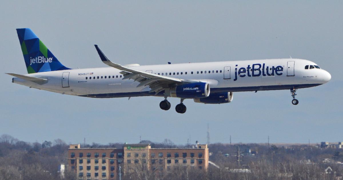 A JetBlue Airbus A321 prepares to land at New York JFK Airport. (Photo: Flickr: <a href="http://creativecommons.org/licenses/by-sa/2.0/" target="_blank">Creative Commons (BY-SA)</a> by <a href="http://flickr.com/people/ajw1970" target="_blank">HawkeyeUK</a>)