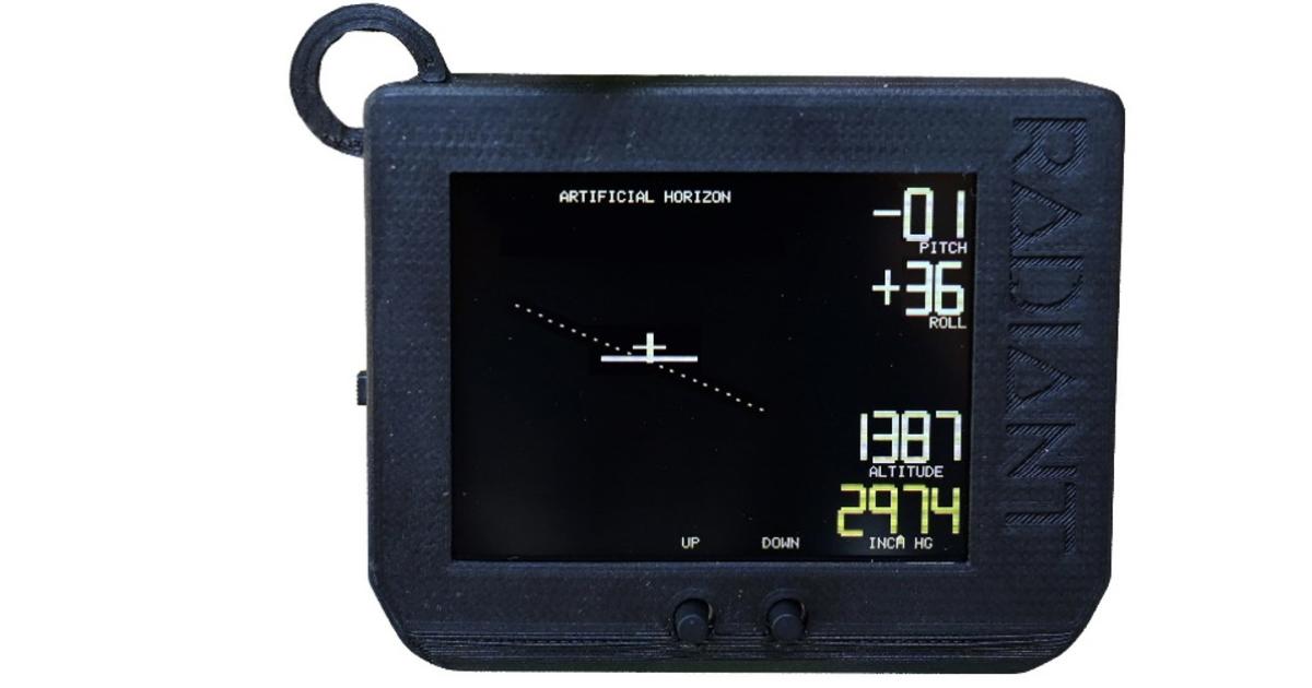 Radiant's portable flight sensor pack combines an artificial horizon with common flight instruments. (Photo: Radiant)