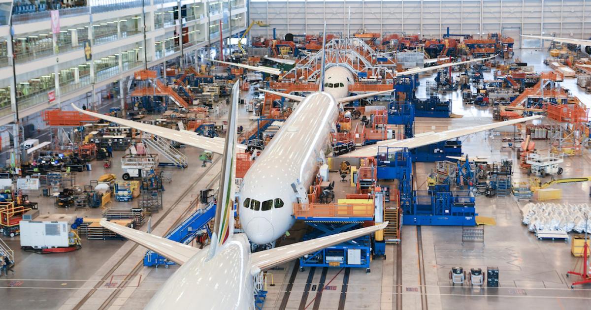 Boeing plans to return the rate of 787 production in South Carolina to five per month. (Photo: Boeing) 