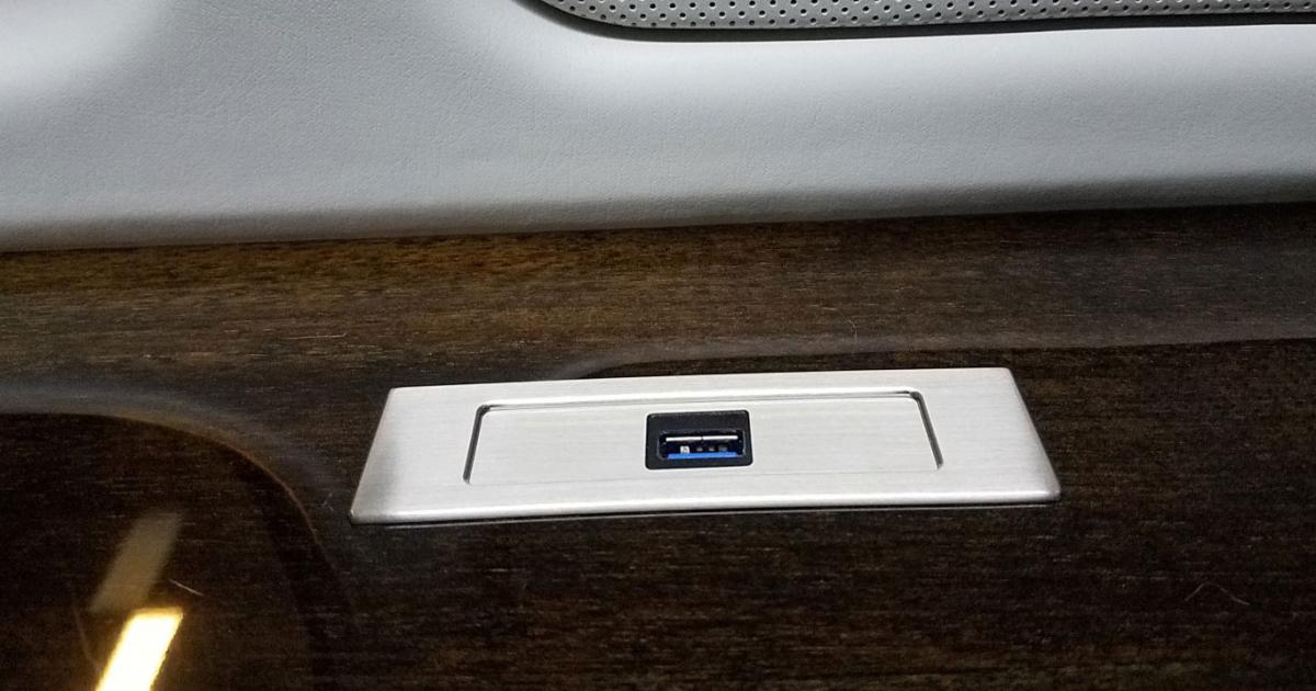 Alto Aviation has introduced a new retrofit replacement charging port for older aircraft with cabins equipped with the Baker DECU. (Photo: Alto Aviation)