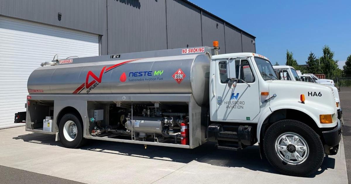 SAF has an established foothold in Oregon, with Hillsboro Aviation, one of three FBOs at Oregon's Portland-Hillsboro Airport, taking its first load of the renewable fuel. (Photo: Hillsboro Aviation)