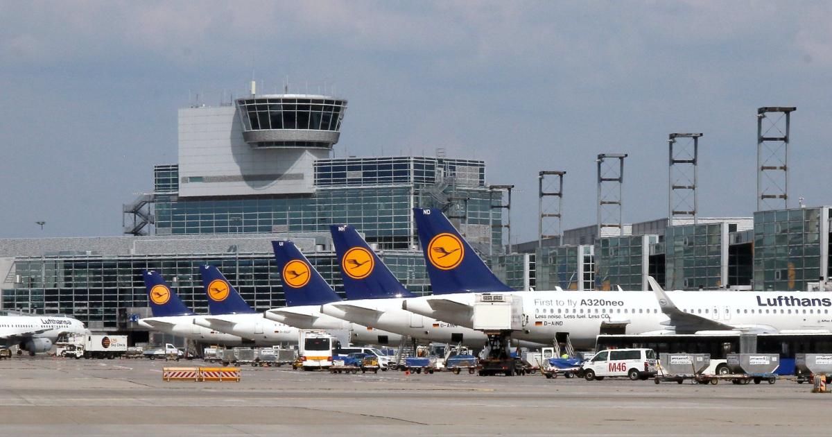 Lufthansa jets line up at Frankfurt International Airport, one of the largest in Europe. (Flickr: <a href="http://creativecommons.org/licenses/by/2.0/" target="_blank">Creative Commons (BY)</a> by <a href="http://flickr.com/people/kitmasterbloke" target="_blank">kitmasterbloke</a>)