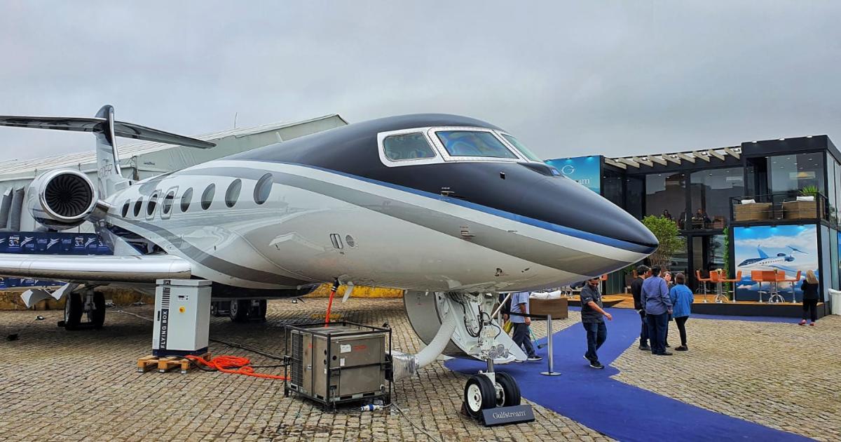 Gulfstream brought this ultra-long-range G650ER and a G500 to LABACE 2022. (Photo: Antonio Carlos Carriero/AIN)