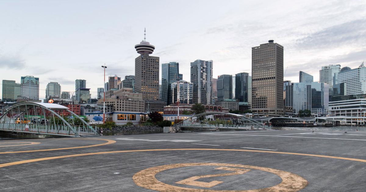 Pacific Heliport Services has completed a major upgrade to the floating public use heliport in downtown Vancouver, Canada. (Photo: Pacific Heliport Services)