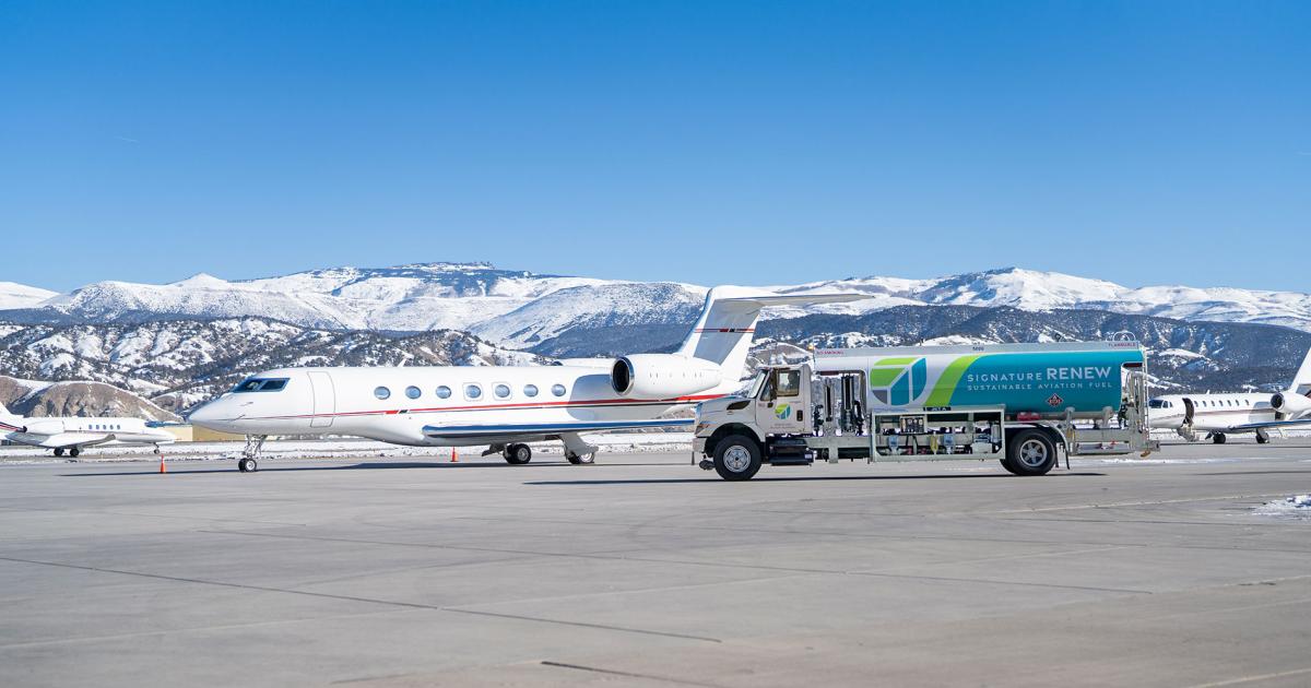 Signature Flight Support was the first company to achieve Tier 3 status under NATA's recently launched Sustainability Standard for Aviation Businesses. Its location at Colorado's Eagle Regional Airport earned the designation. (Photo: Signature Aviation)