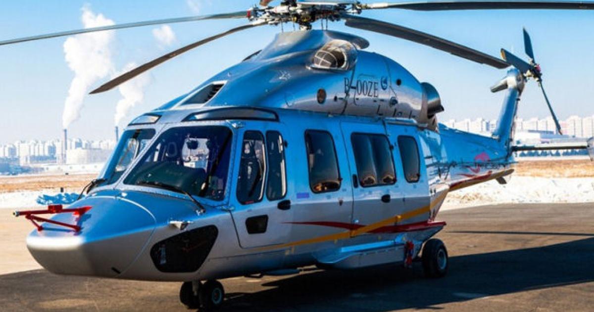 The AC352—the Chinese-manufactured variant of the Airbus Helicopters H175—has been awarded airworthiness certification from the CAAC. (Photo: Avicopter)