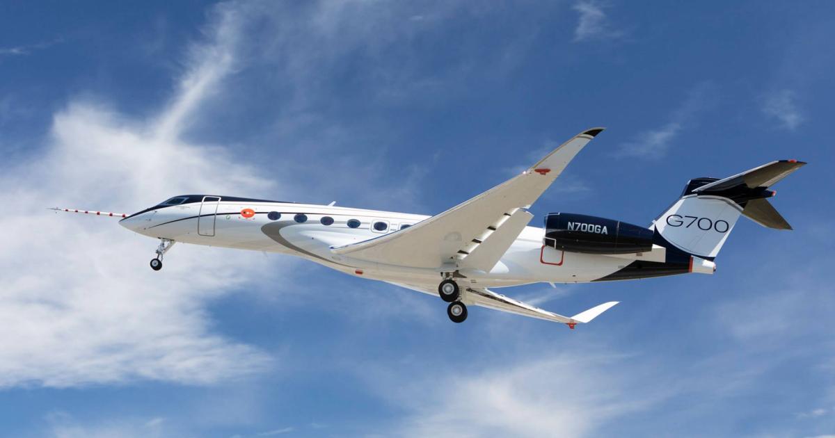 Gulfstream Aerospace uses SAF for its daily flight operations, including G700 testing. (Photo: Gulfstream Aerospace)