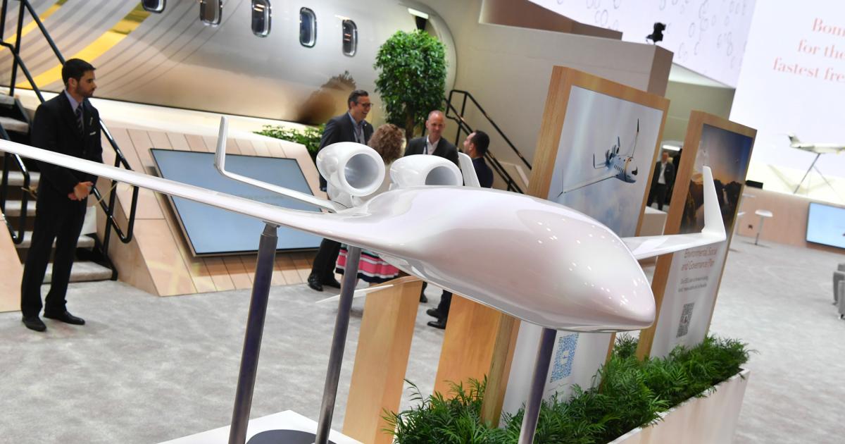 At this weekend's Volaria Airshow in Québec, Bombardier will display its EcoJet concept which could pave the way for fuel burn savings in future aircraft designs, as well as its newest offering, the Challenger 3500. (Photo: Bombardier)