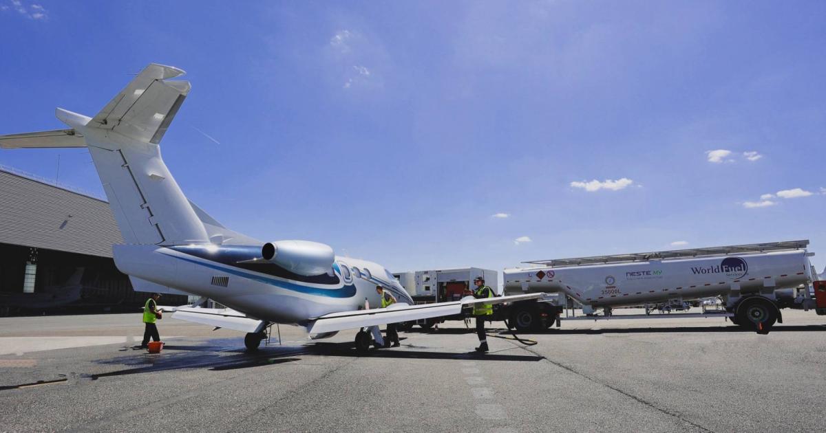 In a letter to the editor, NBAA president and CEO Ed Bolen pointed out business aviation is turning to SAF and other initiatives to lower its carbon footprint. (Credit: World Fuel Services)