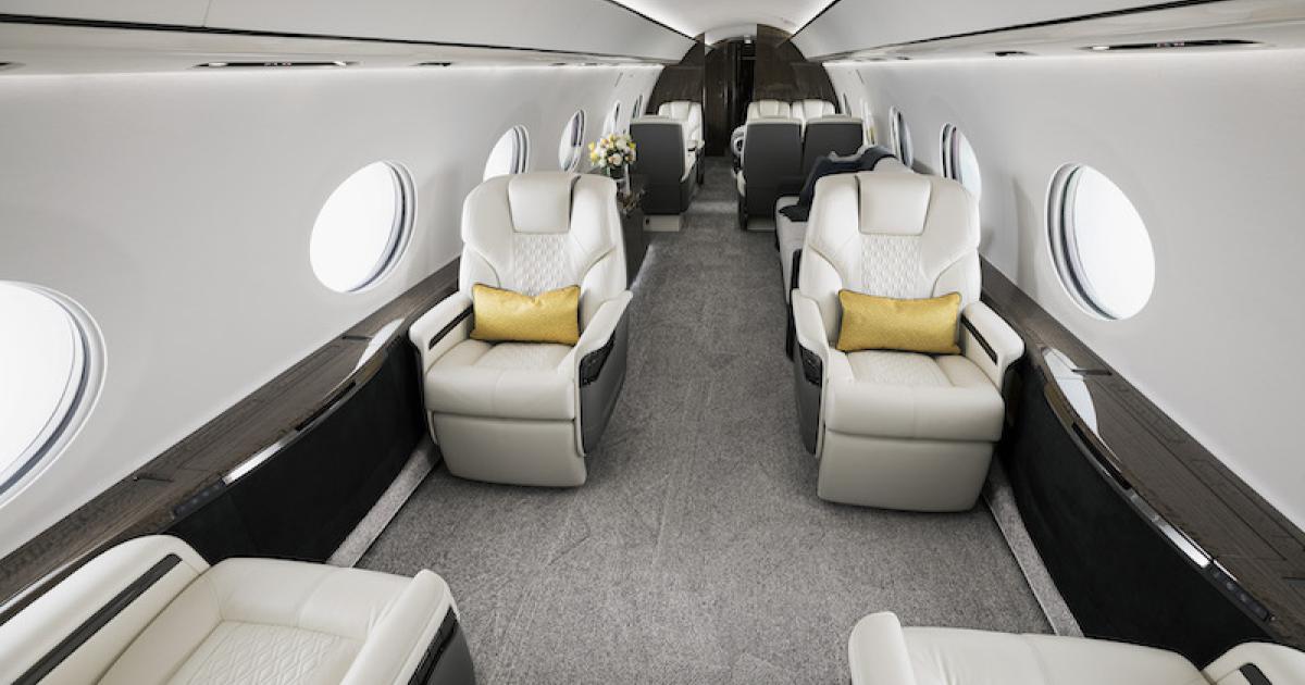 The second production test Gulfstream G700 features a fully outfitted cabin. (Photo: Gulfstream Aerospace)