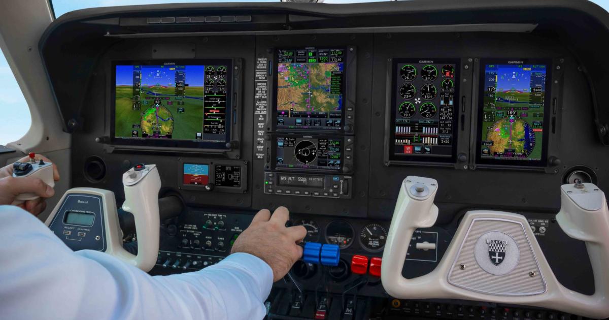 Beechcraft Baron B55s with the required autopilot and display can now be equipped with Garmin's Smart Rudder Bias. 
(Photo: Garmin)