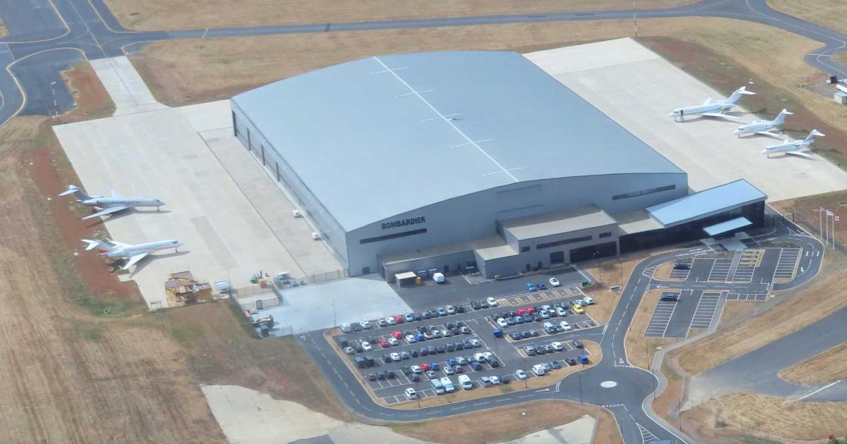 Bombardier’s new Biggin Hill MRO facility, with a 650,000-sq-ft hangar, is already operating. A grand-opening is scheduled in November.
