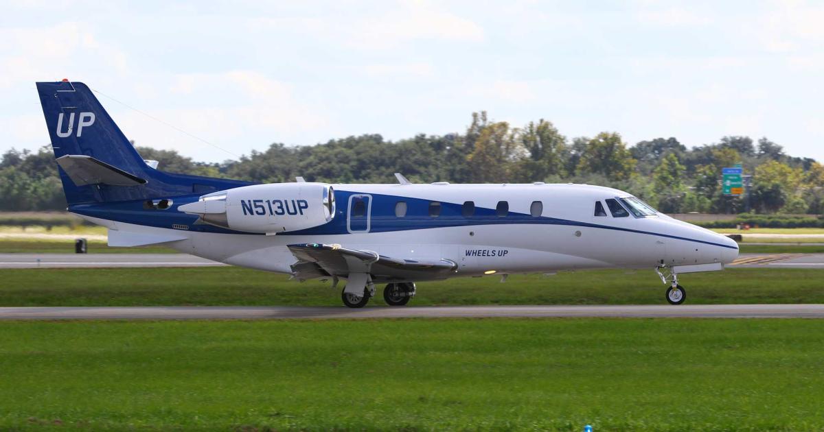 A Wheels Up Citation XL, one of the workhorse aircraft helping propel the company’s growth to become the U.S. company flying the most charter hours in the first half of this year. Photo: David McIntosh