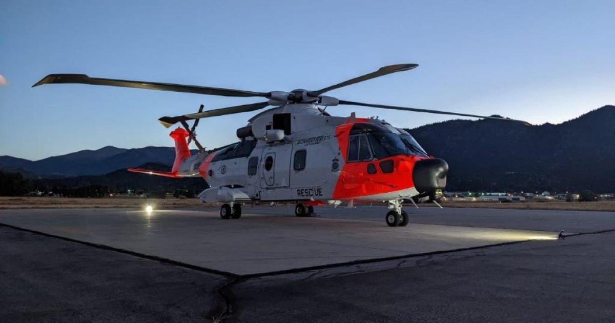 A Leonardo AW101 completed high-altitude testing last week in Colorado. The testing is used to confirm the three-engine helicopter’s ability to recover and land safely in the event of engine failure. (Photo: Leonardo)