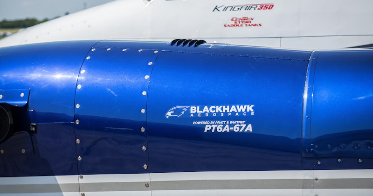 Blackhawk Aerospace’s XP67A engine upgrade delivers much faster climb and cruise speeds to the Beechcraft King Air 350. (Photo: Blackhawk Aerospace)