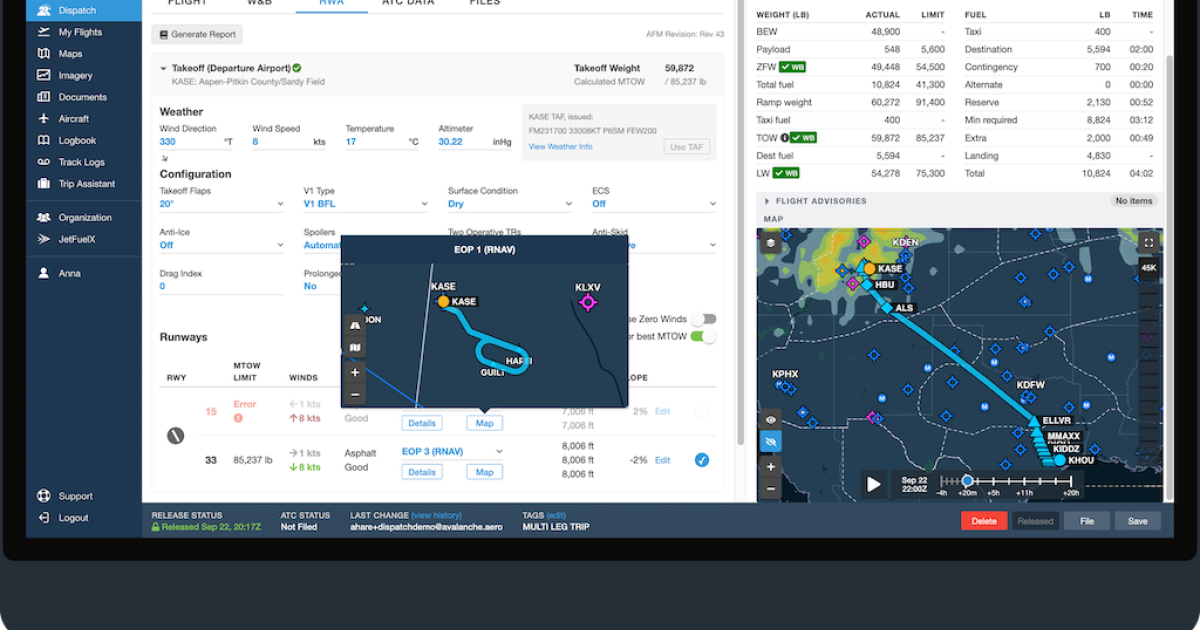 Planning a flight with ForeFlight Dispatch enables flight schedulers and dispatchers to collaborate with pilots during the entire planning process. (Image: ForeFlight)