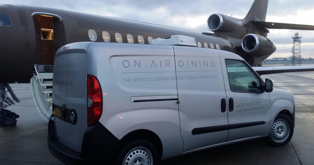 On Air Dining's new dry cleaning and laundry division makes the company a single-source provider of ancillary in-flight services for private aircraft operators in the London area. All laundered items are delivered directly to the aircraft with catering. (Photo: On Air Dining)