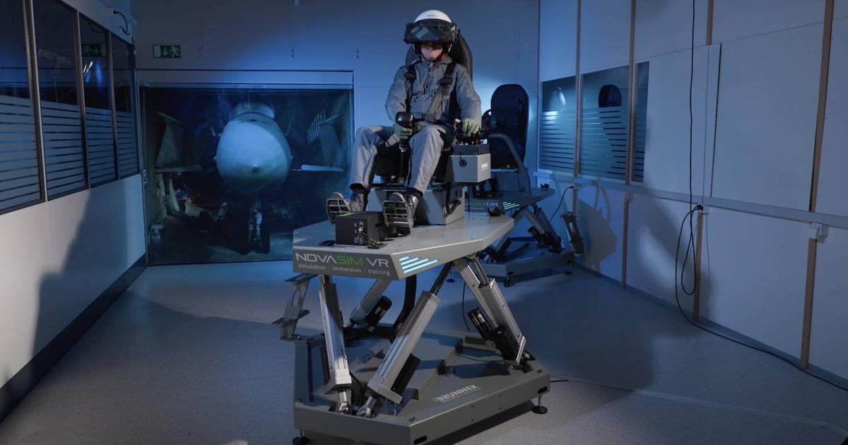 Brunner’s NovaSim virtual reality flight simulator provides a 360-degree external view allowing clients to “fly” various models of helicopters to differing degrees of fidelities. (Photo: Brunner Elektronik Youtube)