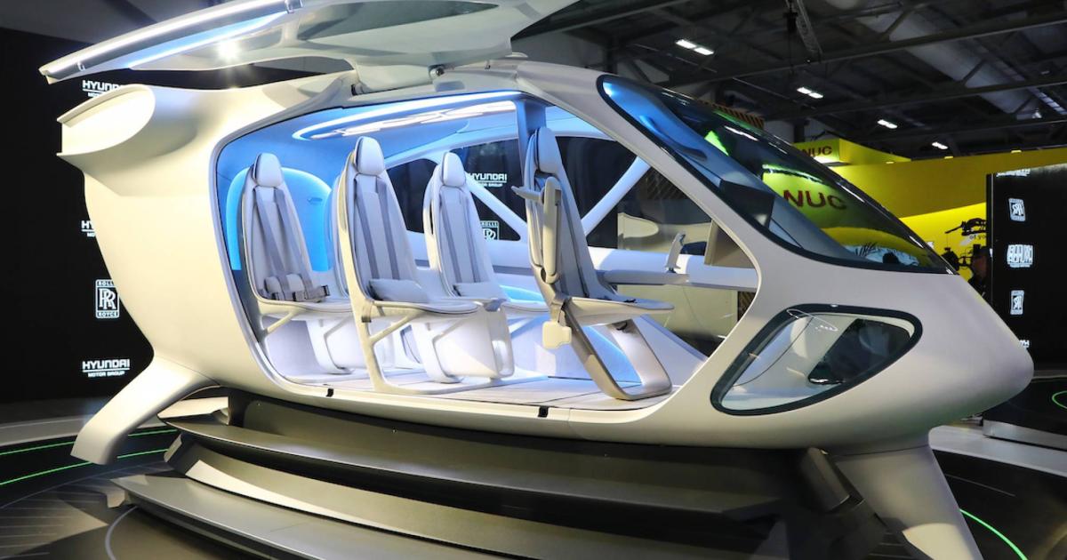 Supernal is exhibiting a cabin mockup for its planned five-seat eVTOL aircraft. (Photo: AIN/David McIntosh)