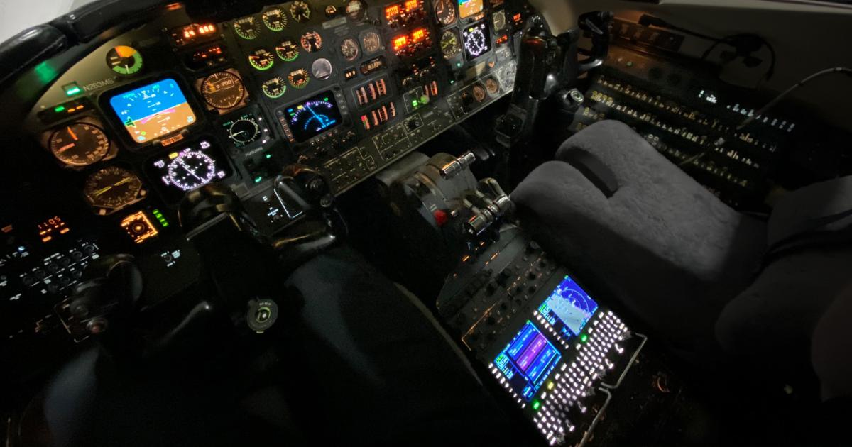 Avidyne's dual Atlas FMS installation in a Learjet 55C. (Photo: Avidyne)