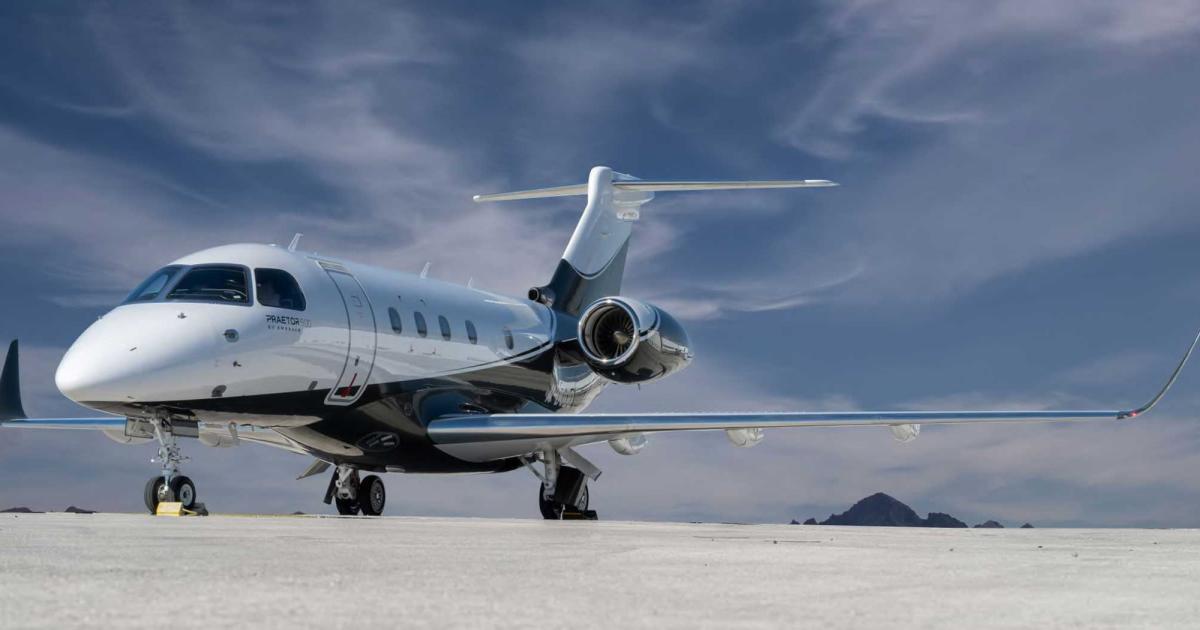 Embraer’s Praetor 500 is ideal for serving European customers, but also regional markets  in Africa.