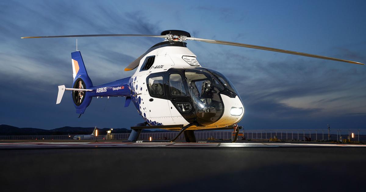 Airbus's DisruptiveLab demonstration helicopter is a flying laboratory designed to test technologies to cut carbon emissions and noise. (Photo: Airbus Helicopters)