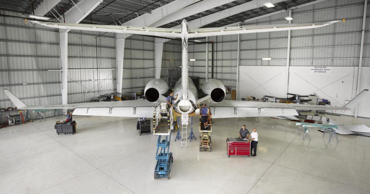 The lack of availability of slots at MROs for pre-purchase inspections is hampering late-year business aircraft deals. U.S. buyers are rushing to take advantage of 100 percent bonus depreciation before it drops to 80 percent in the New Year. (Photo: Banyan Air Services)