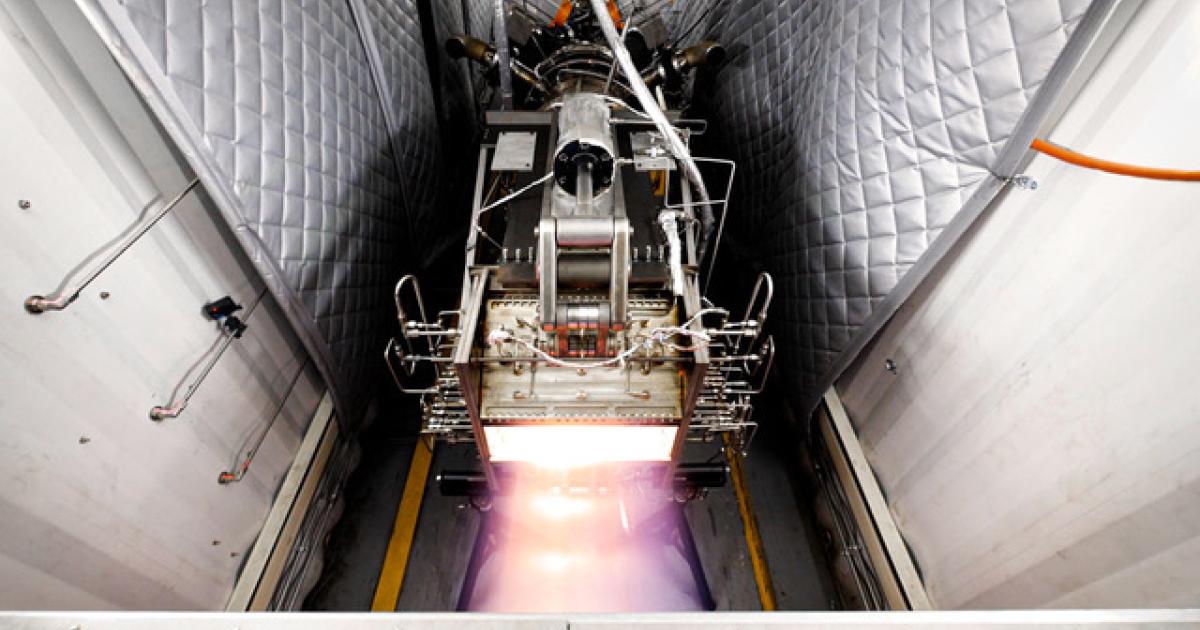 Hermeus's Chimera engine completed a successful demonstration of turbojet to ramjet in testing at the Notre Dame Turbomachinery Laboratory in South Bend, Indiana. (Photo: Hermeus)