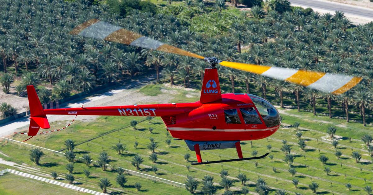 An electric-powered Robinson R44 helicopter made a 21-nm airport-to-airport flight in October.