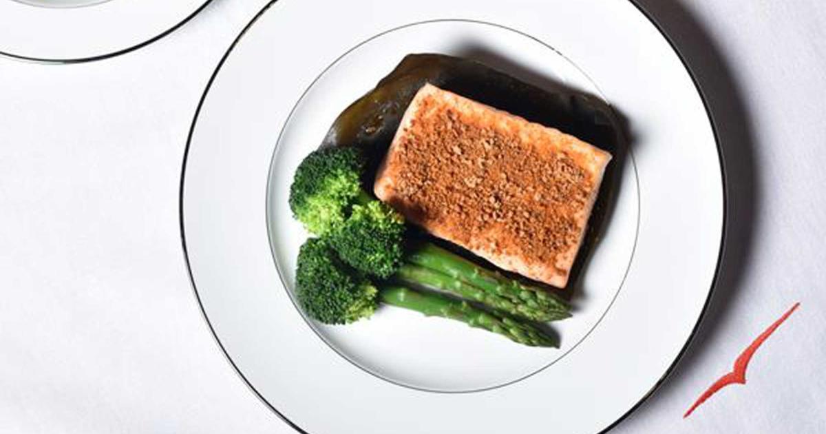 VistaJet has added an exclusive dish to it's catering menu to celebrate the extension of its partnership with Nobu. The new steamed salmon dry miso dish is available only to passengers flying on VistaJet's aircraft. (Photo: VistaJet)