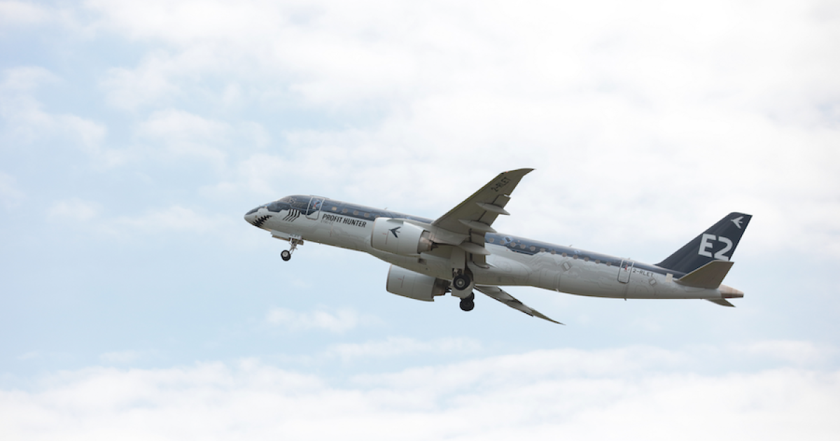 China's aviation safety agency has approved Embraer's E190-E2 airliner and may soon issue a type certificate for the larger E195 model. (Image: Embraer)