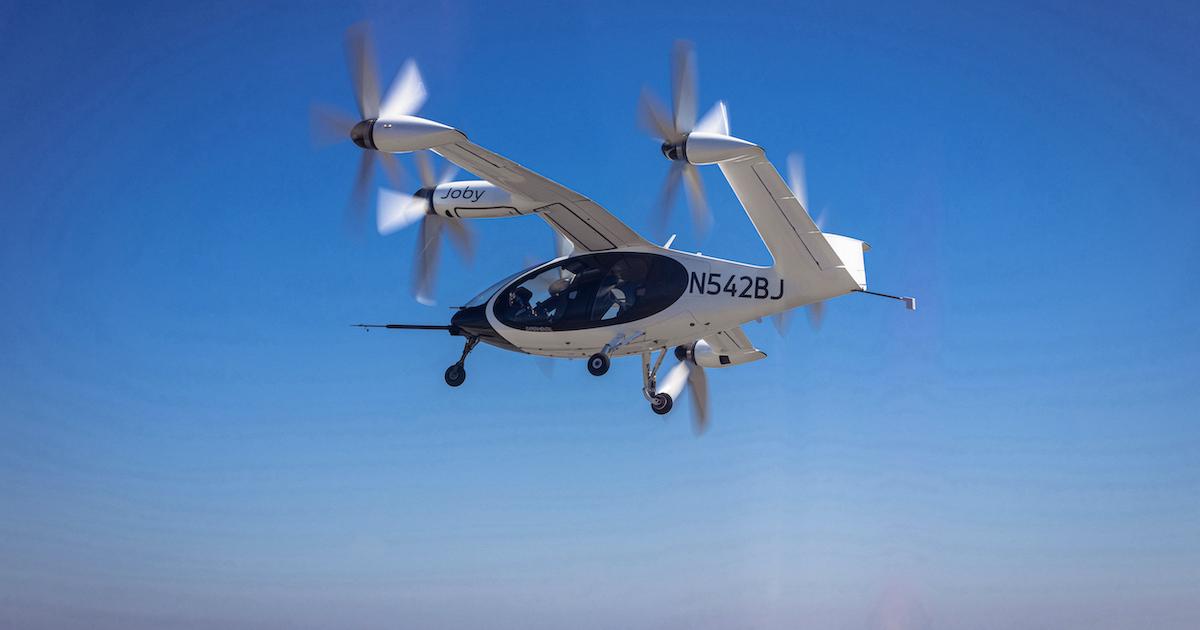 Joby Aviation says its four-passenger, all-electric eVTOL aircraft will start air taxi services in 2025. (Photo: Joby)