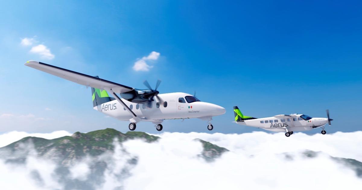 Rendering of Aerus Cessna SkyCourier and Grand Caravan EX in flight