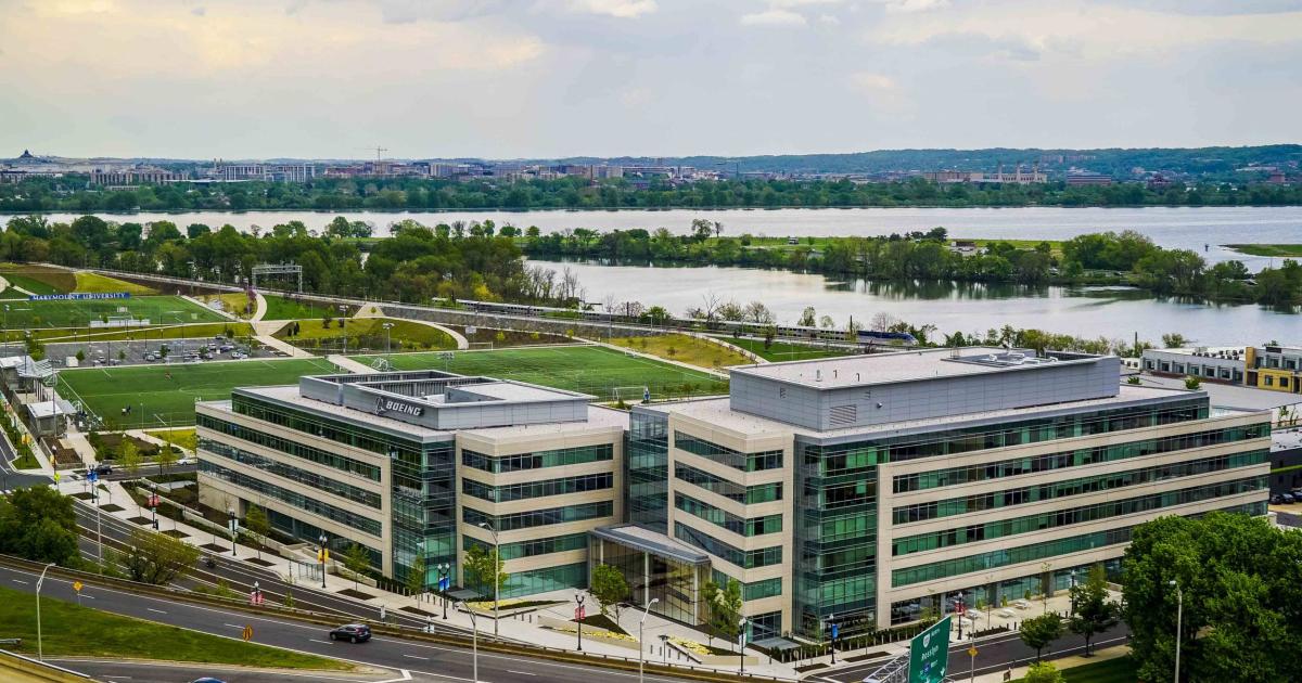 Aerial view of Boeing Corporate offices in northern Virginia