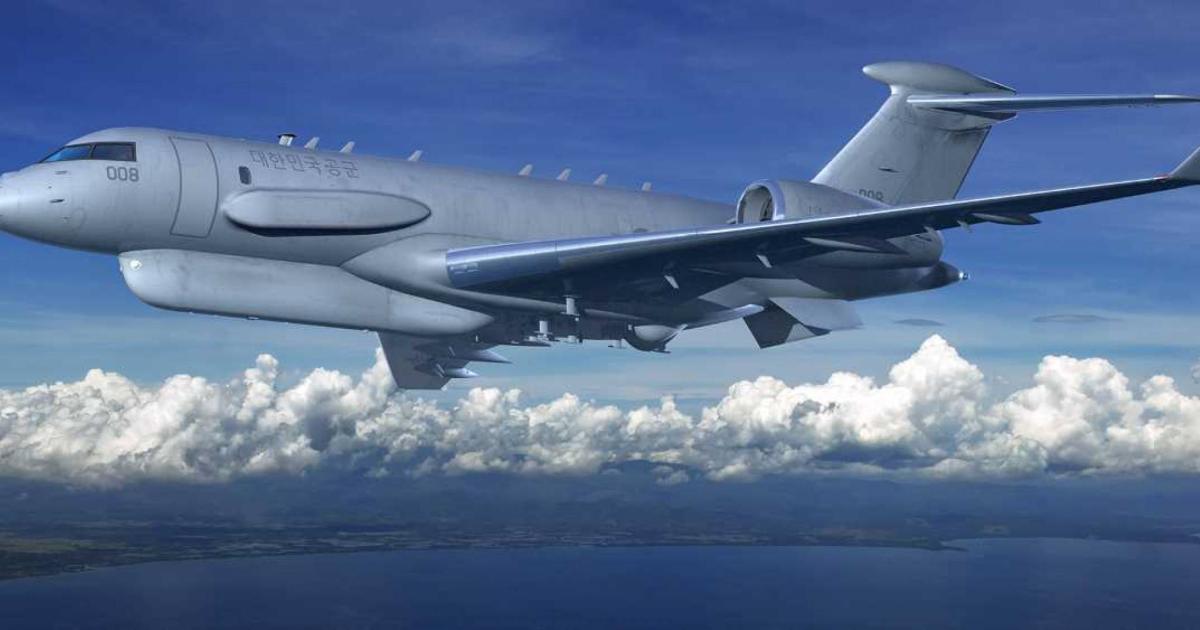 Special mission equipped Global 6500 in flight