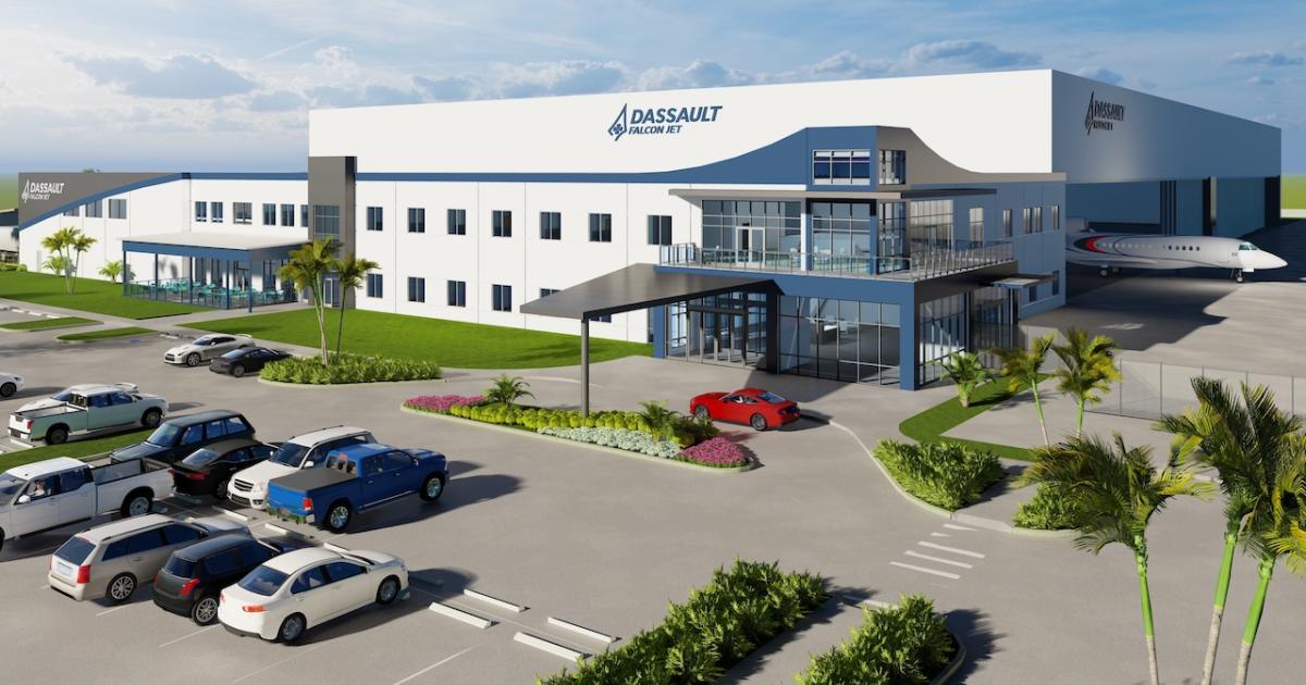 Rendering of Dassault's Falcon service center in Melbourne, Florida